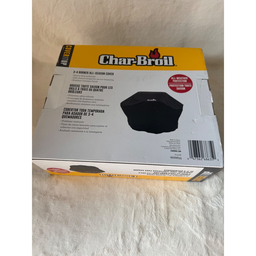 Char-Broil Grill Cover 3-4 Burner 53-62in Black New Heavy-Duty All-Season Cover